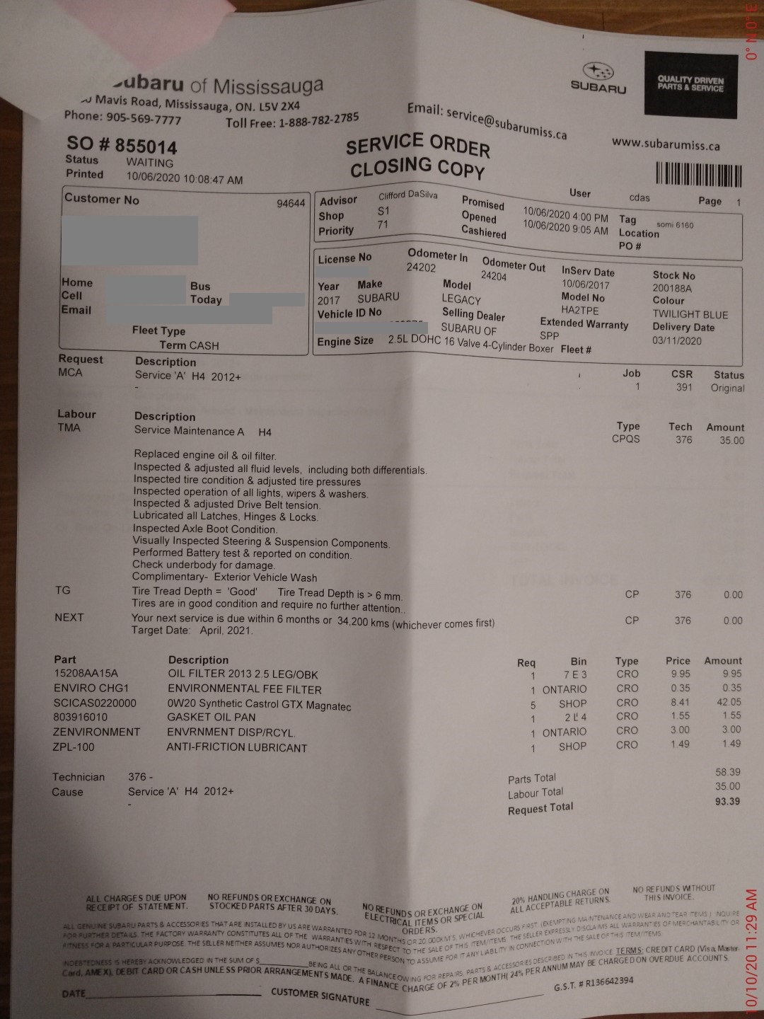 Car routine checkup – Đến Canada